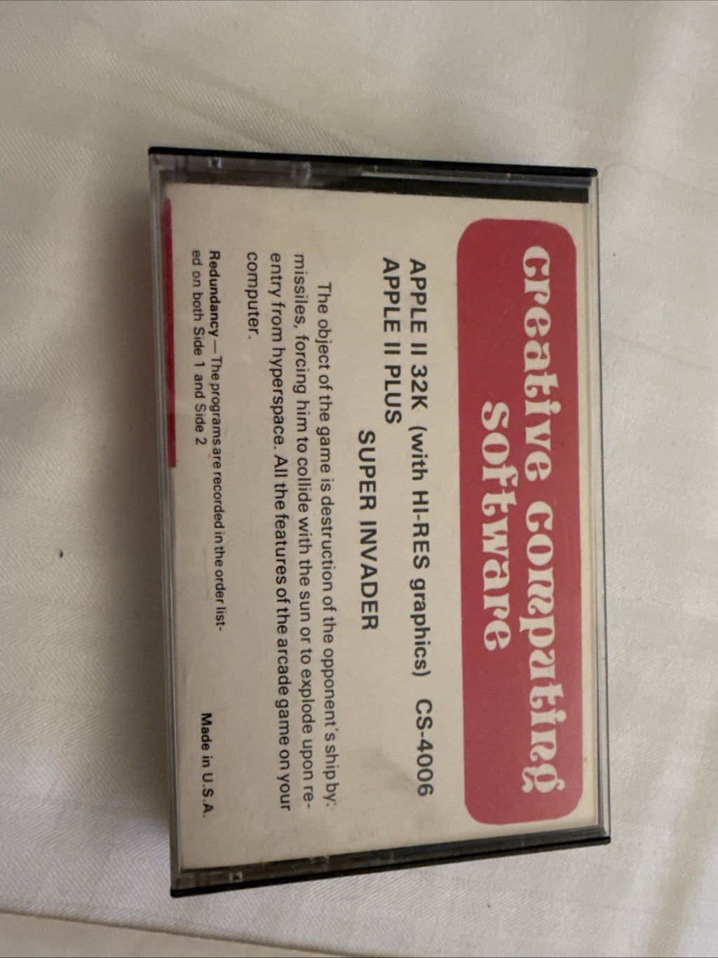 🍏 Super Invader (Cosmos, 1979) - Apple II Cassette -(Creative Computing)