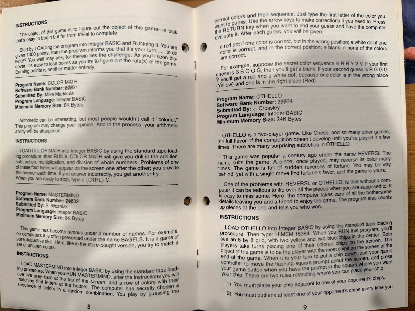 1978 Apple Software Bank Contributed Programs Vol 1&2  Vintage Book