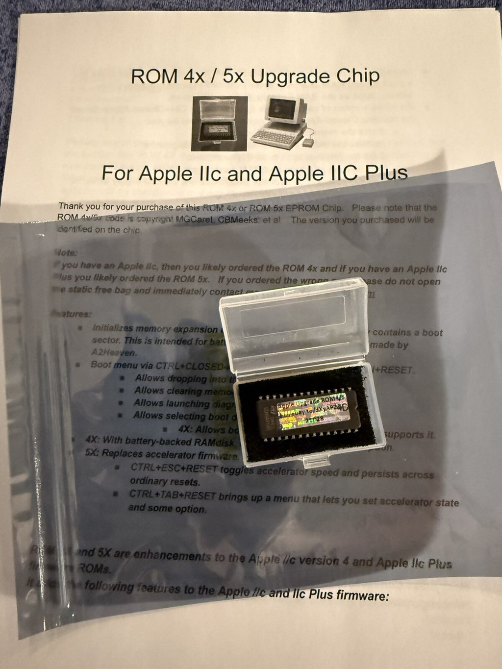 New Apple IIc/IIc Plus ROM4x or ROM5x Upgrade Kit (new EPROM)