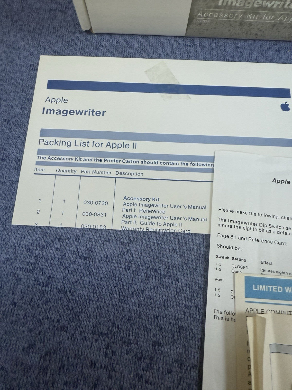 Apple Imagewritter Accessory Kit Box