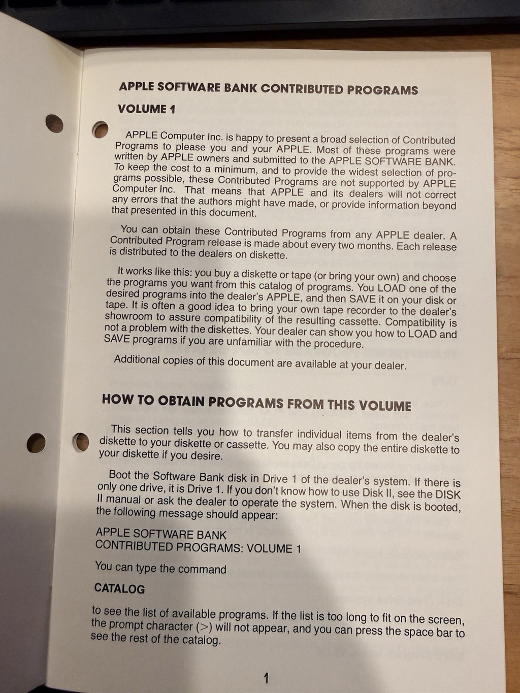 1978 Apple Software Bank Contributed Programs Vol 1&2  Vintage Book