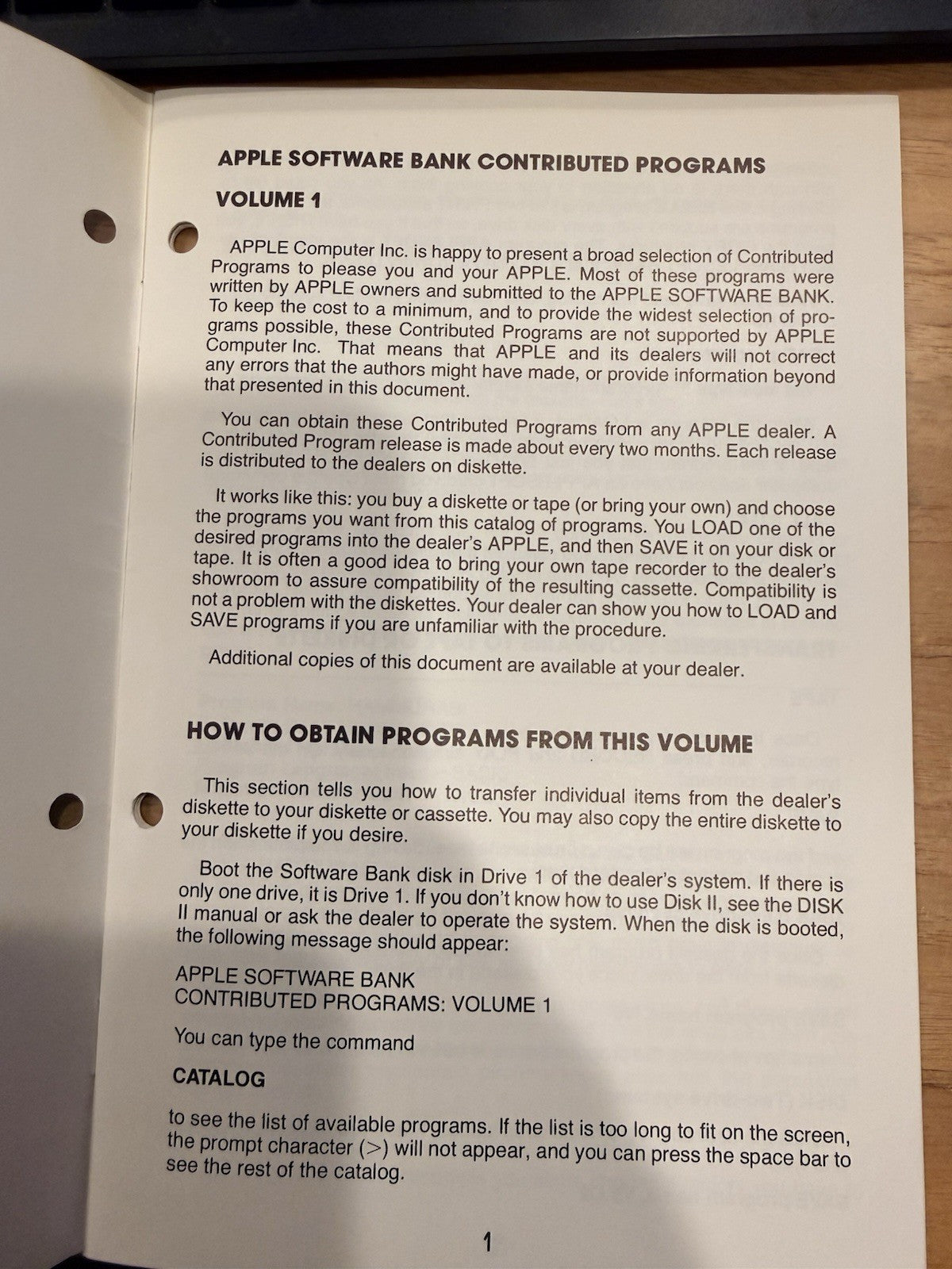 1978 Apple Software Bank Contributed Programs Vol 1&2  Vintage Book