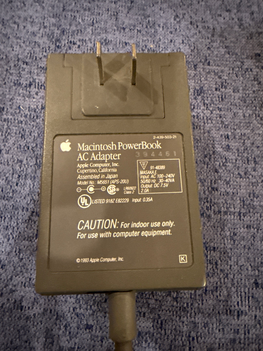 Macintosh PowerBook AC Adapter