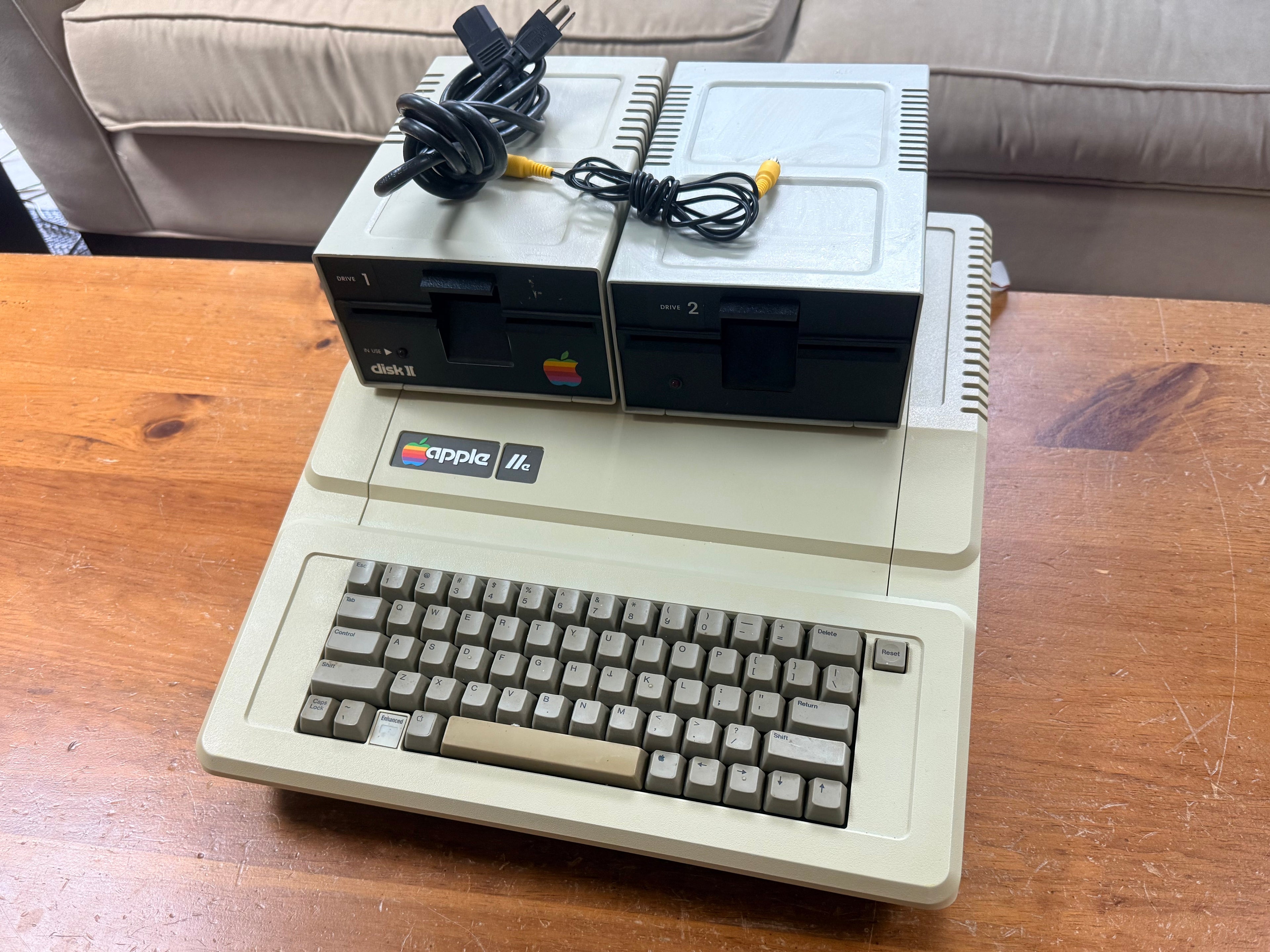 Apple IIe Enhanced Computer System – Rev B | 128K | Clean & Serviced | Drives + Controller