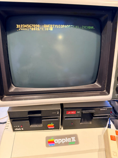 Apple II Plus 64K Fully Restored System w/ Amber Monitor, HDMI Card, Dual Drives & Apple Joystick