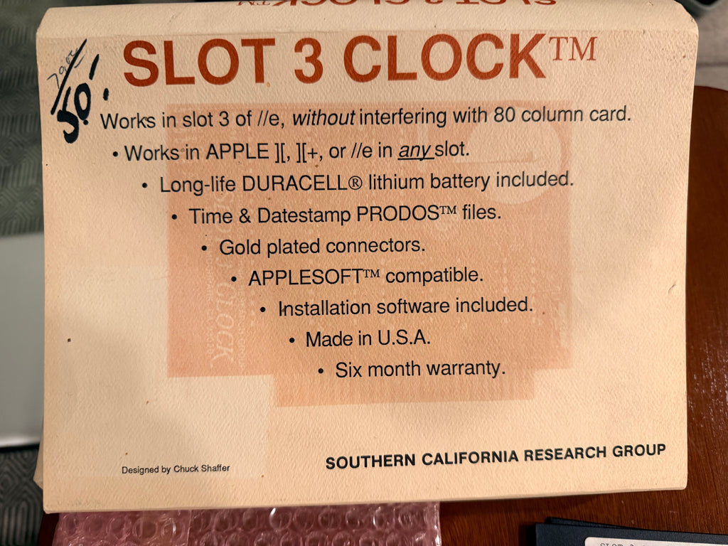 Vintage Apple IIe Slot 3 Clock – Southern California Research Group – New Old Stock / Open Box