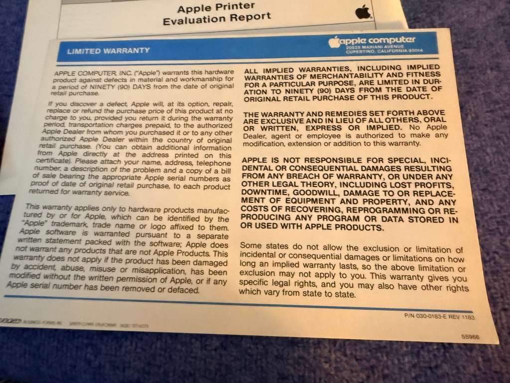 Apple ImageWriter II Printer (A9M0310) — Tested & Working