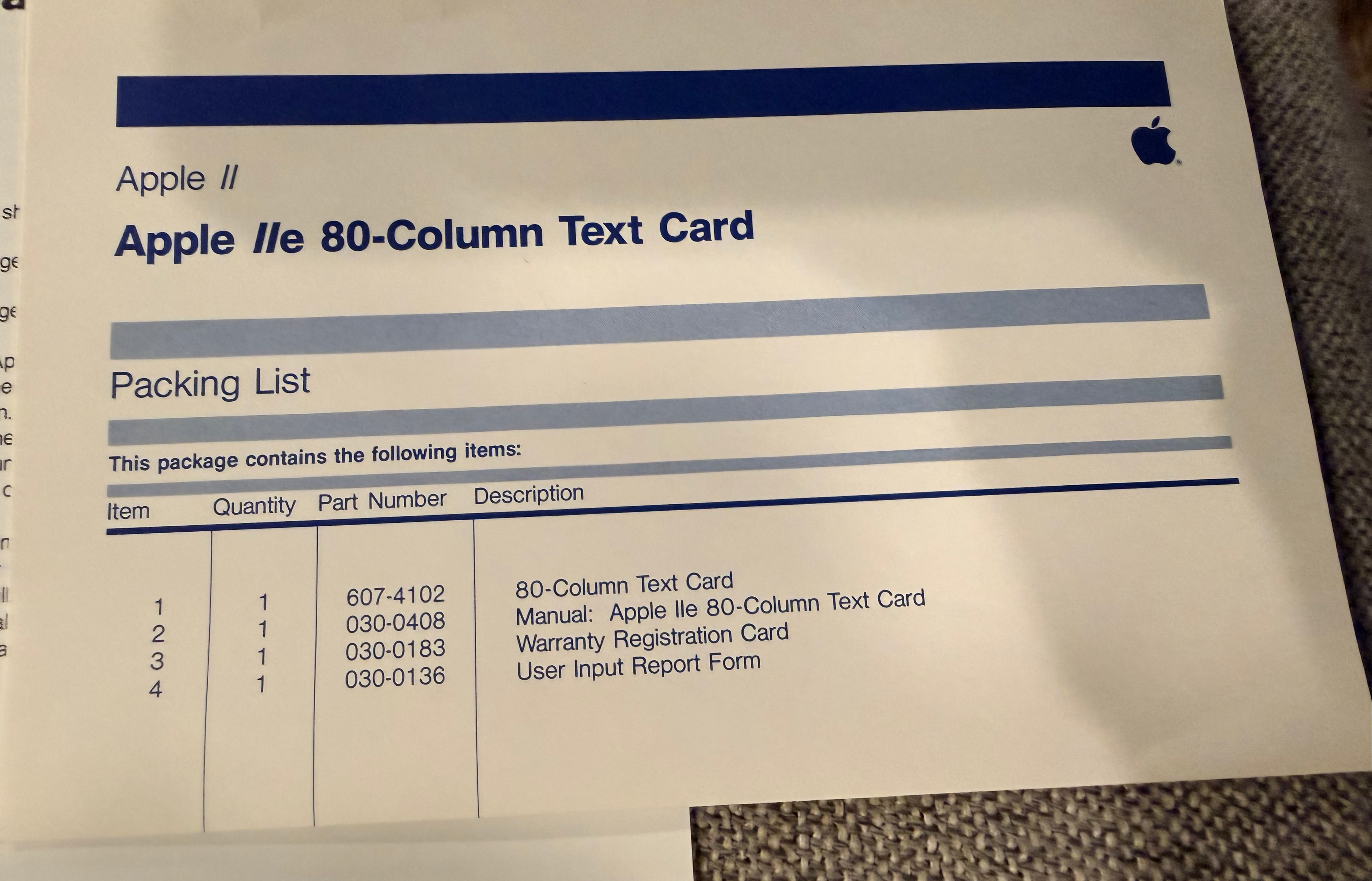 Apple IIe 80-Column Text Card w/ Original Box, Manuals & Packaging – Tested